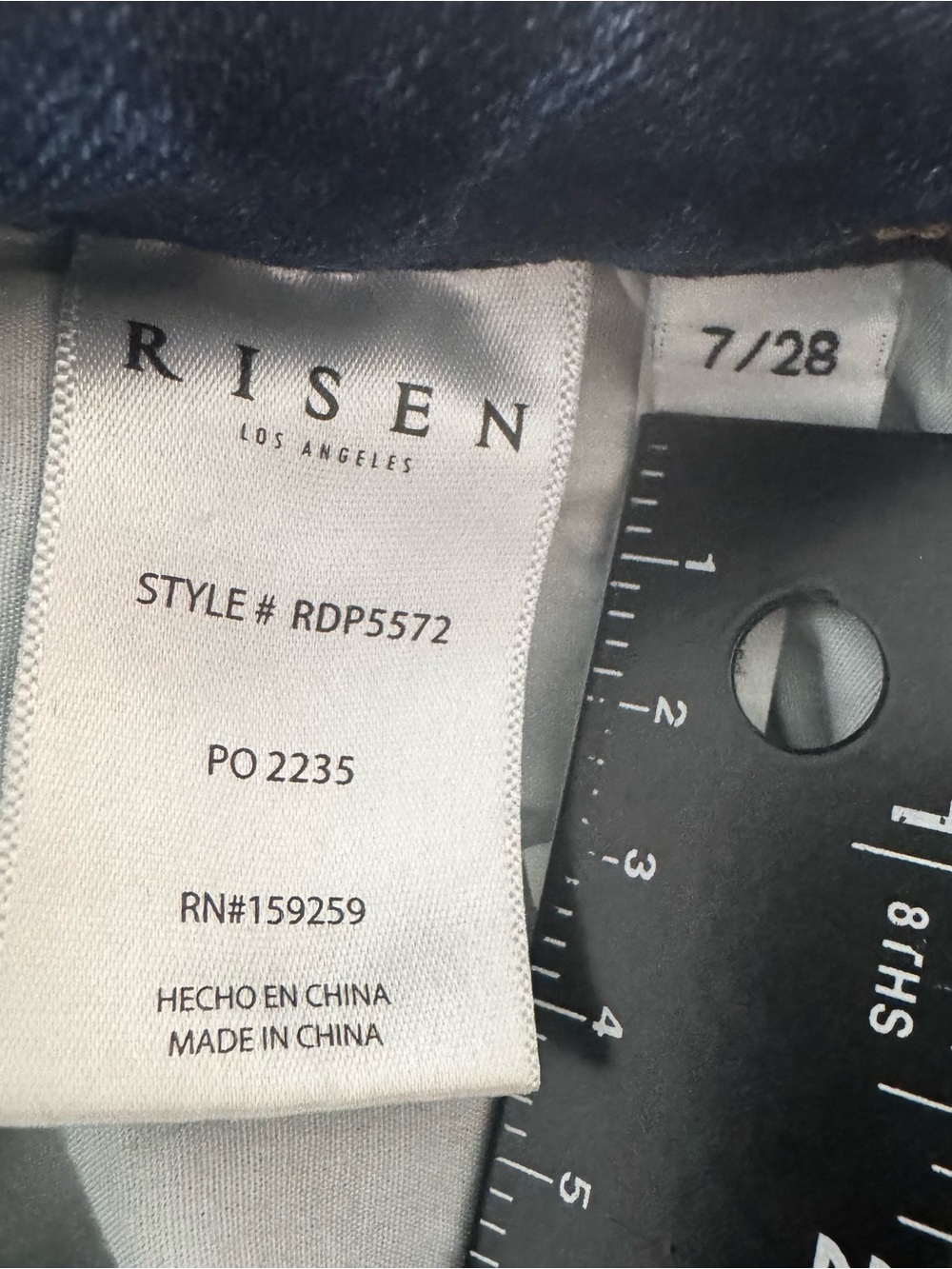 Risen RDP5572 High Rise Wide Straight Crop Raw Hem Jeans Women’s 7/28 Dark Wash - Picture 6 of 9